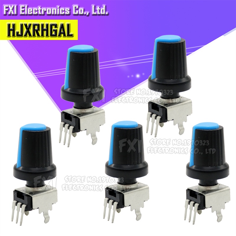 Bộ 5 Chiết Áp RV09 1K ~ 500K Ohm 3pin Kèm 5 Nút Vặn