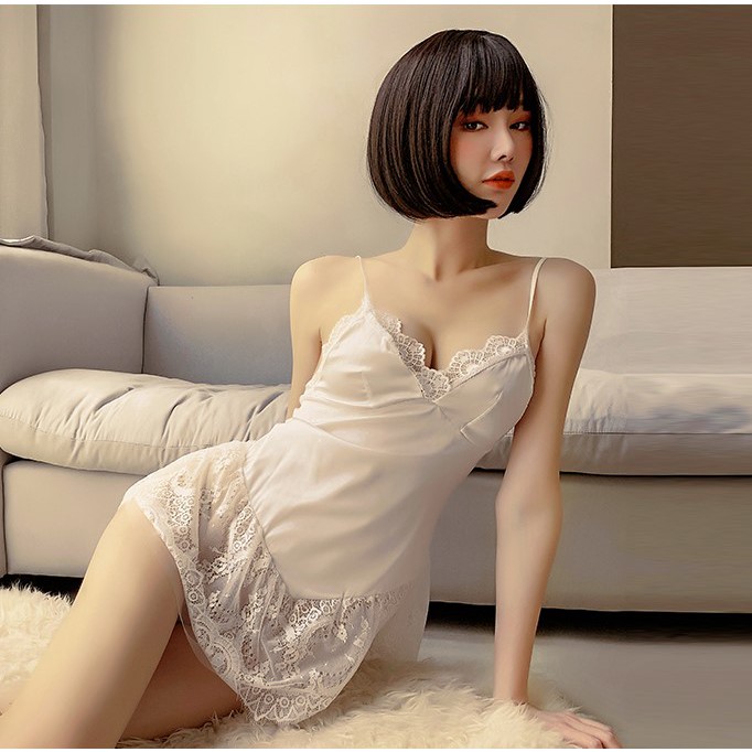 Đầm ngủ lụa sexy 💝 Free ship 💝 ren chân váy xòe quyến rũ