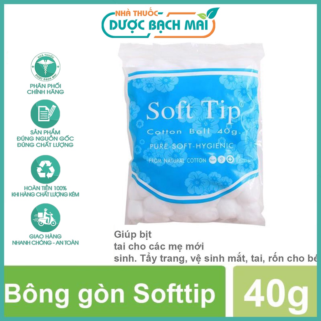 Bông gòn Soft Tip Thái Lan - Hỗ trợ đút tai cho mẹ sau sinh để tránh tiếng động mạnh, tẩy trang, vệ sinh cho bé ở rốn,..