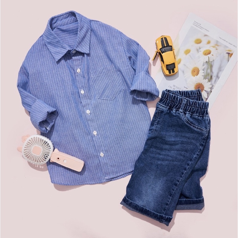 Áo sơ mi dài tay bé trai, hàng có sẵn, max 55kg