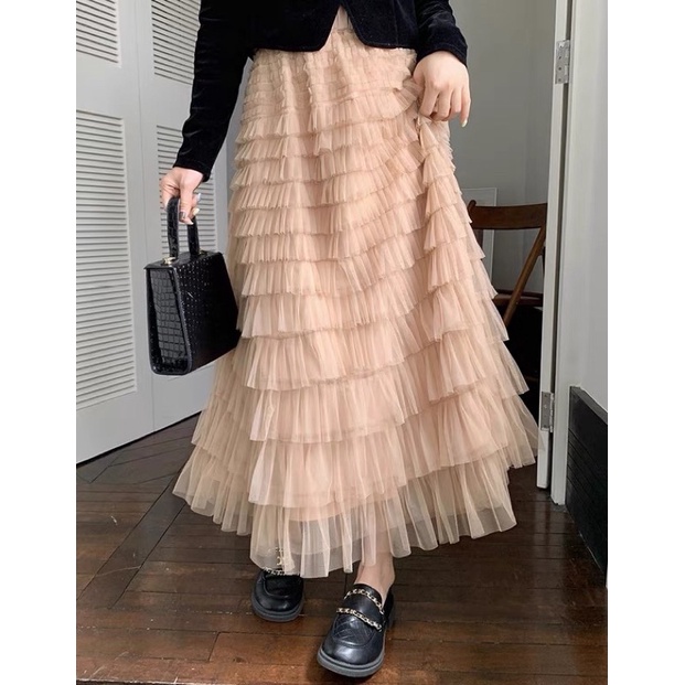 Chân váy voan lưới dài nhiều tầng xinh như công chúa hàng chuẩn taobao