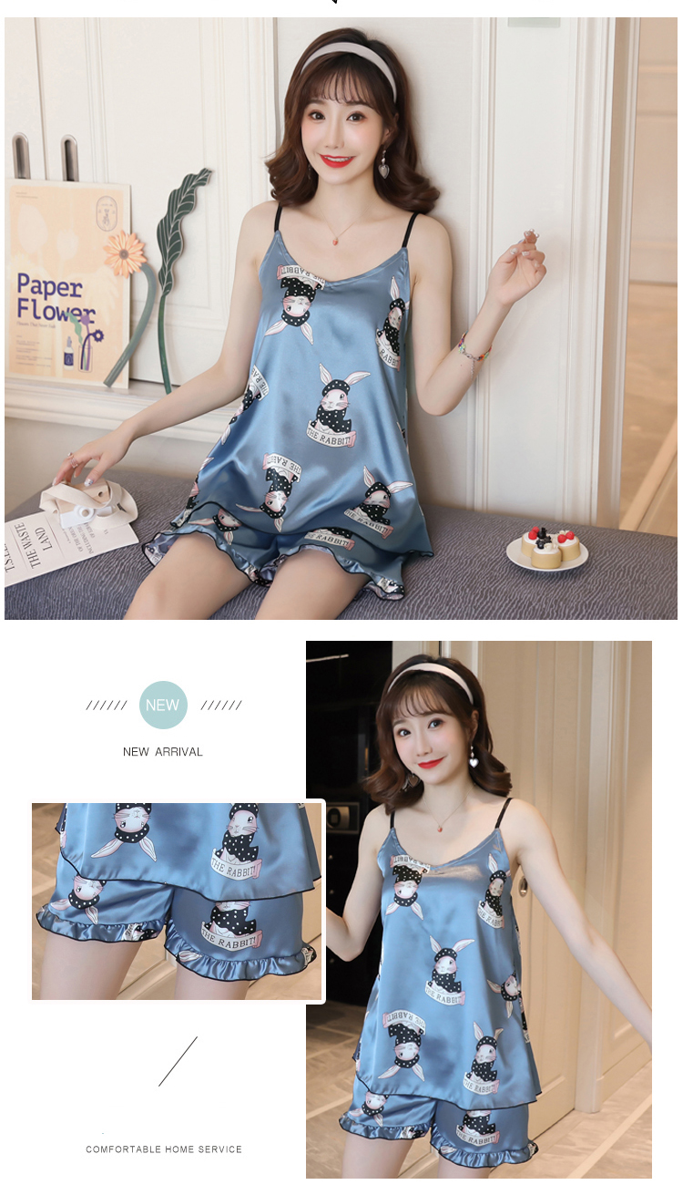 Bộ Đồ Ngủ Nữ Chất Giả Lụa Có Đệm Ngực Thiết Kế Thời Trang Mát Mẻ Mùa Hè | BigBuy360 - bigbuy360.vn