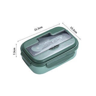Hộp cơm giữ nhiệt văn phòng 2 ngăn 1100ml tặng kèm dĩa thìa tiện lợi quay nóng trong lò vi sóng an toàn vệ sinh tẩy rửa