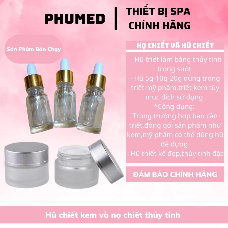 Hũ chiết thủy tinh chiết kem mỹ phẩm và lọ chiết serum nắp bóp thủy tinh 5ml 10ml 20ml