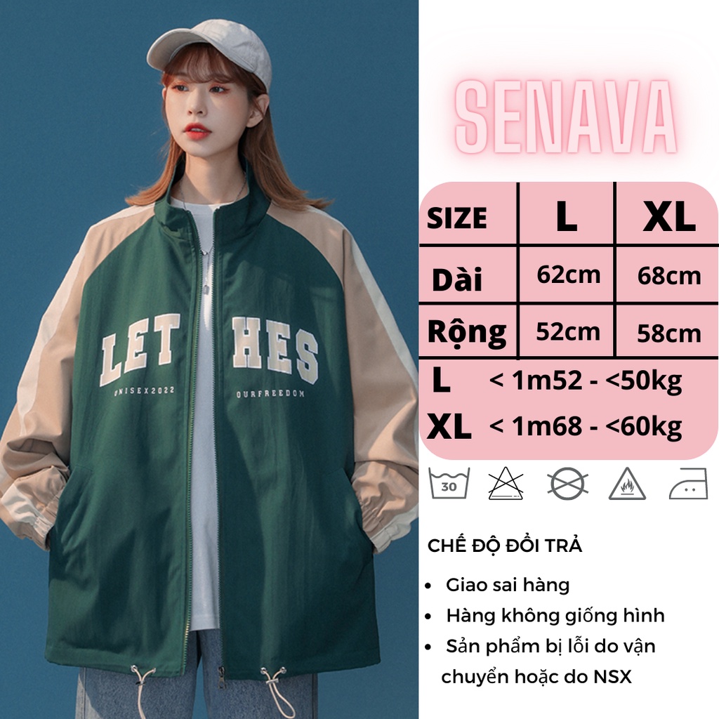 Áo khoác dù nữ nam LET HES bomer, Áo khoác gió Jacket cặp đôi 2 lớp SENAVA AK62