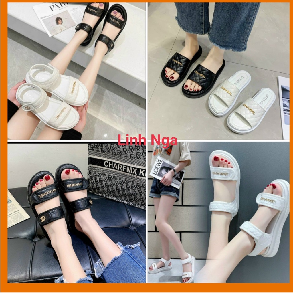 Dép Nữ Quai Ngang Quai Hậu Đế Bánh Mì PU 3P Siêu Nhẹ Cực Êm Size 35-39