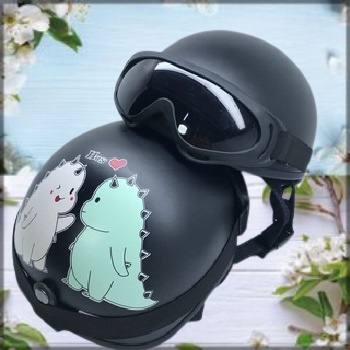 Mũ Bảo Hiểm Nửa Đâu Tem Khủng Long Được Chọn Phụ Kiện Khi Mua