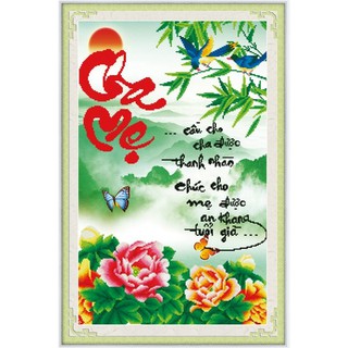 Tranh gắn đá toàn bộ - Tranh chữ Cha Mẹ