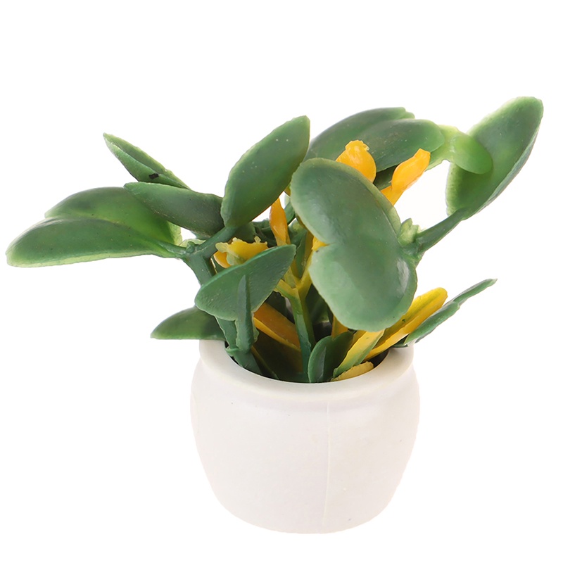 Bộ 2 Mô Hình Chậu Xanh Mini Tỉ Lệ 1: 12 Trang Trí Nhà Búp Bê