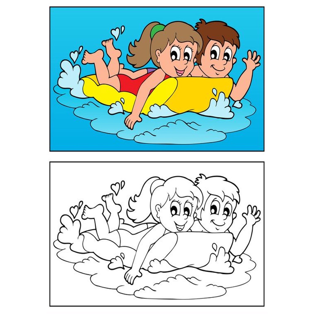 Bộ Tranh tô màu, màu nước theo mẫu cho bé phát triển tư duy, sáng tạo