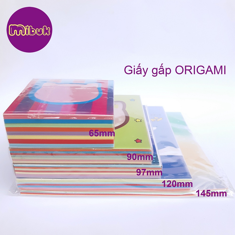 Giấy gấp Origami nhiều kích thước 9.7x9.7 12x12 14.5x14.5 cm