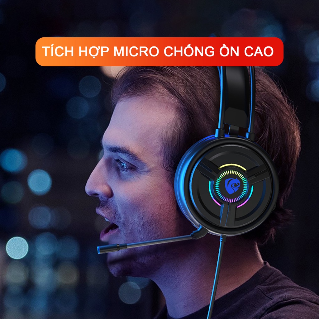 Tai nghe chụp tai gaming SIDOTECH P200 siêu bass mic chống ồn đèn led rgb thay đổi liên tục cho máy tính laptop