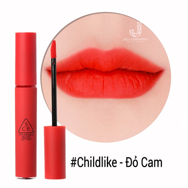 Son kem lì 3CE Velvet Lip Tint ChildLike màu (đỏ cam)