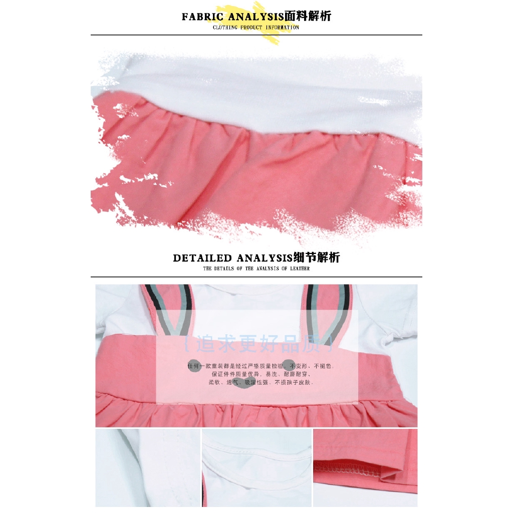 Bộ Áo Liền Quần Hình Thỏ Hoạt Hình Dễ Thương Cho Bé Gái 1-3 Tuổi