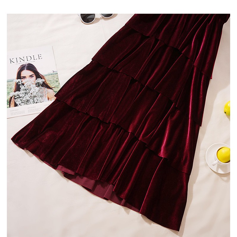 Đầm tiểu thư nhung , đầm tầng quãng châu, hàng có sẵn | BigBuy360 - bigbuy360.vn