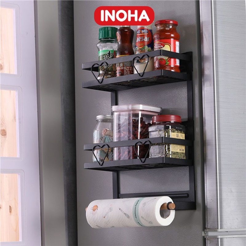 Kệ gia vị đa năng gắn tủ lạnh nhiều tầng (Có hút nam châm) giá đựng gia vị nhà bếp tiện lợi kệ đựng gia vị INOHA KGV09