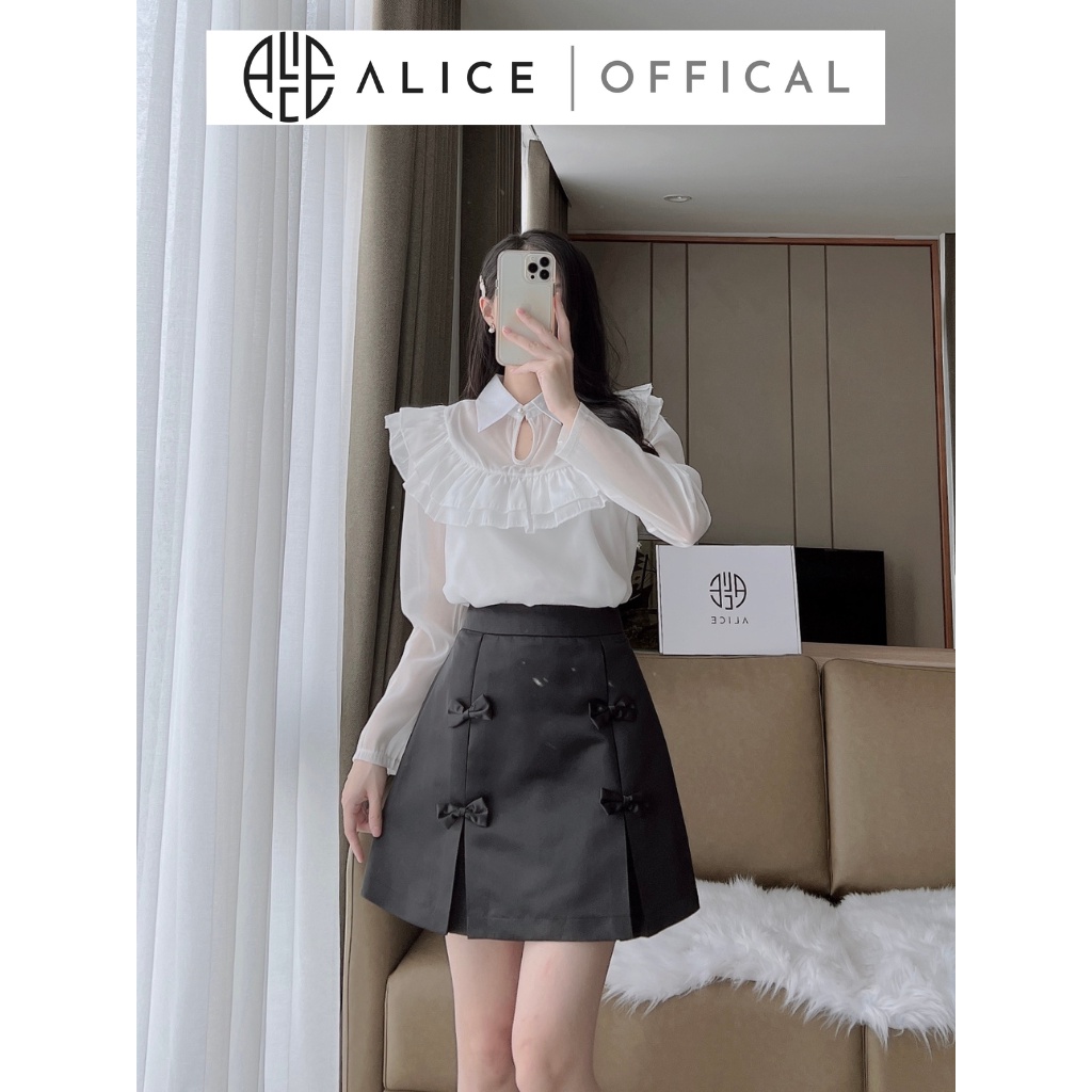 Chân Váy Dáng A Chất Tafta Lụa Đính Nơ ALICE Lưng Cao Che Khuyết Điểm, Thanh Lịch Nữ Tính Phù Hợp Đi Làm Dạo Phố CV221