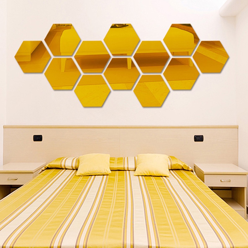 12 Miếng Dán Tường Hình Lục Giác 3D