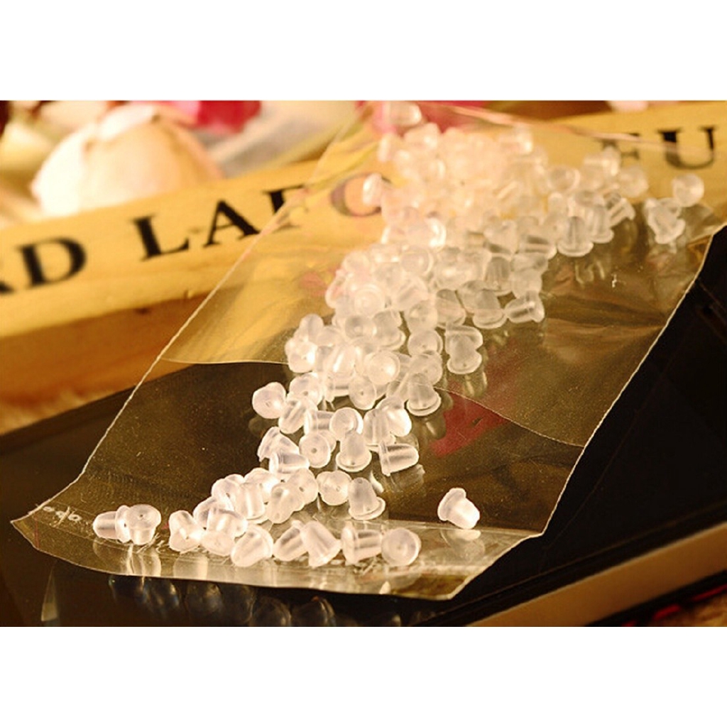 Set 500 Nút Cao Su Gắn Khuyên Tai 4mm