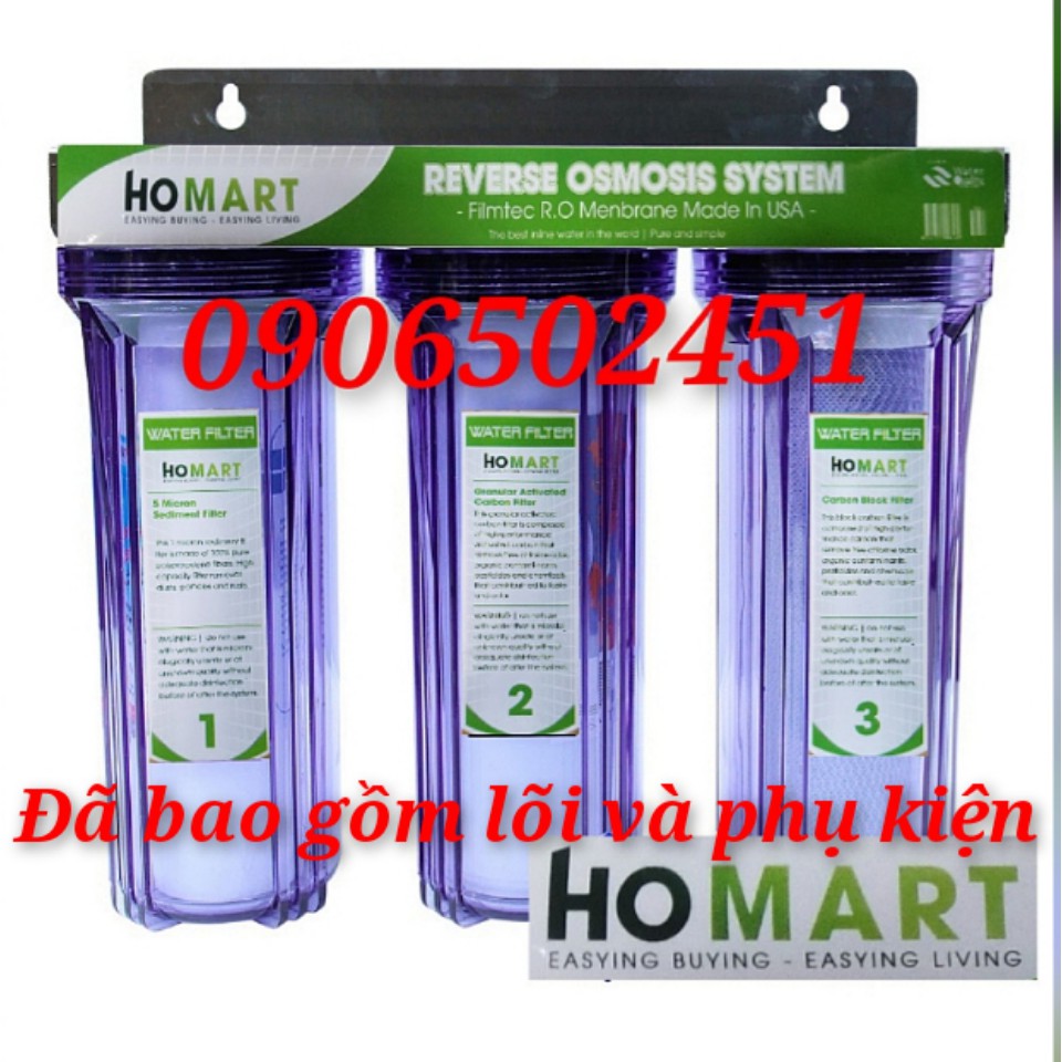 Bộ lọc nước sinh hoạt - lọc thô đầu nguồn 3 cấp ly 10 inch chuẩn dùng cho gia đình | BigBuy360 - bigbuy360.vn