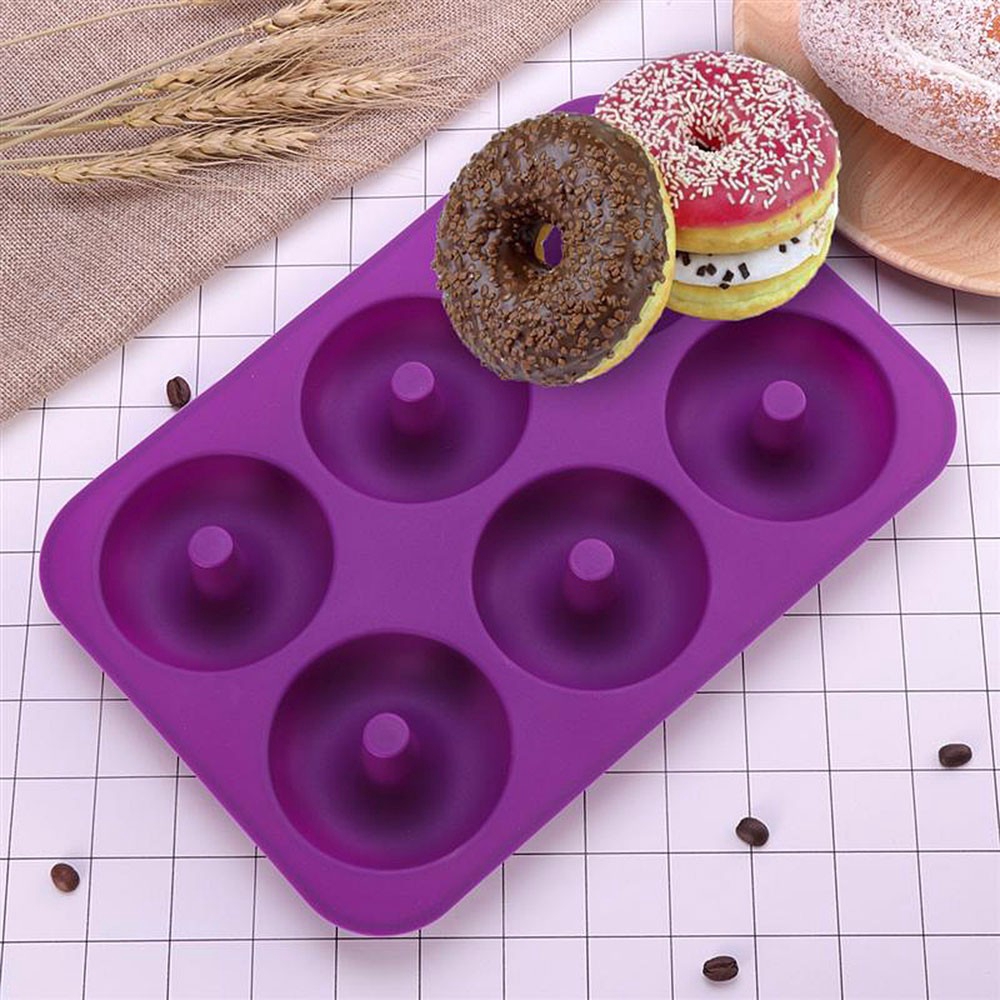 Khuôn Làm Bánh Donut 6 Ngăn Bằng Silicon Chống Dính