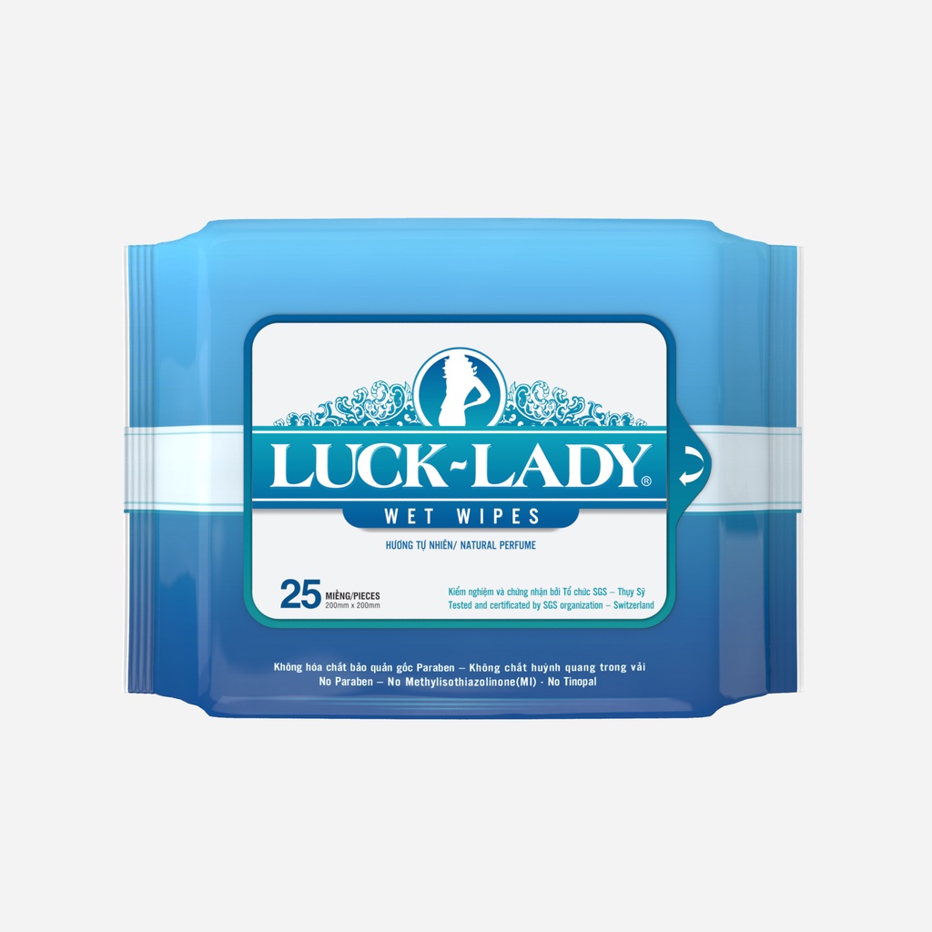 Khăn ướt cho da nhạy cảm Luck Lady có mùi 25 tờ/gói - Combo 5 gói