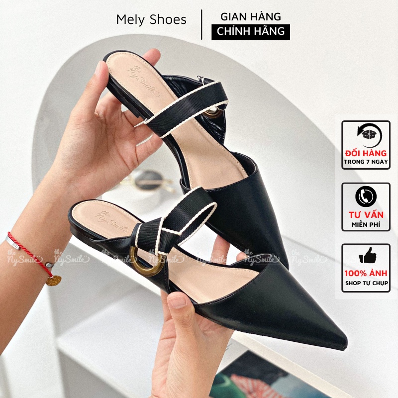 Dép sục mũi nhọn quai cột khóa tròn - THE NYSMILE - BUNNY (form ôm)