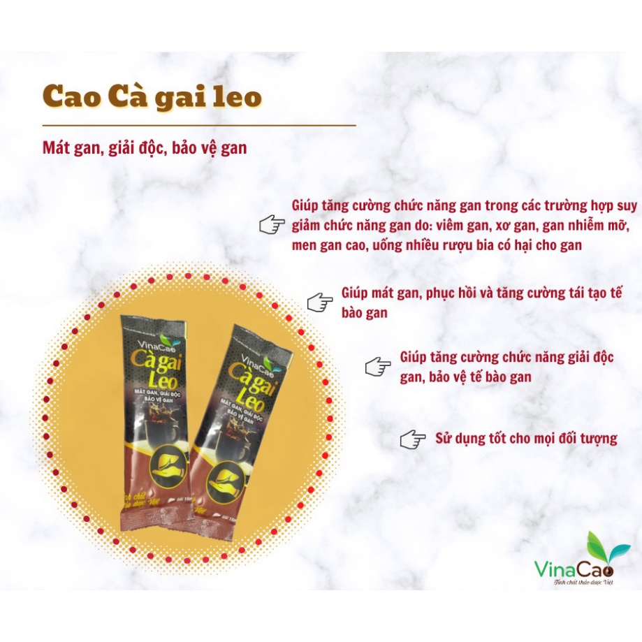 Cao cà gai leo Vinacao giúp mát gan, giải độc, bảo vệ gan hộp 20 gói