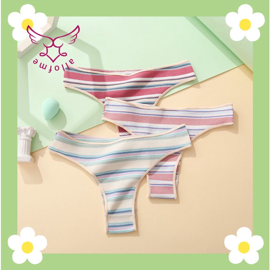 Quần Lót CottonNữ Kẻ Sọc Cầu Vồng Gợi Cảm M-XL bikini đi biển
