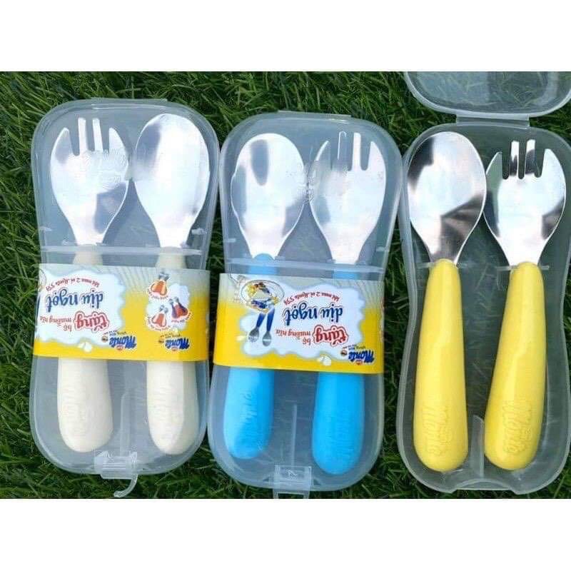 SET MUỖNG NĨA CHO BÉ ĂN DẶM VÀ TỰ TẬP ĂN CHO BÉ MONTE