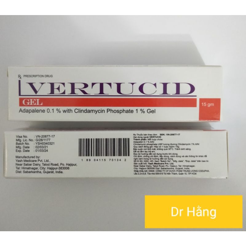 [CHÍNH HÃNG] Kem Dưỡng Giảm Mụn Vertucid 15g