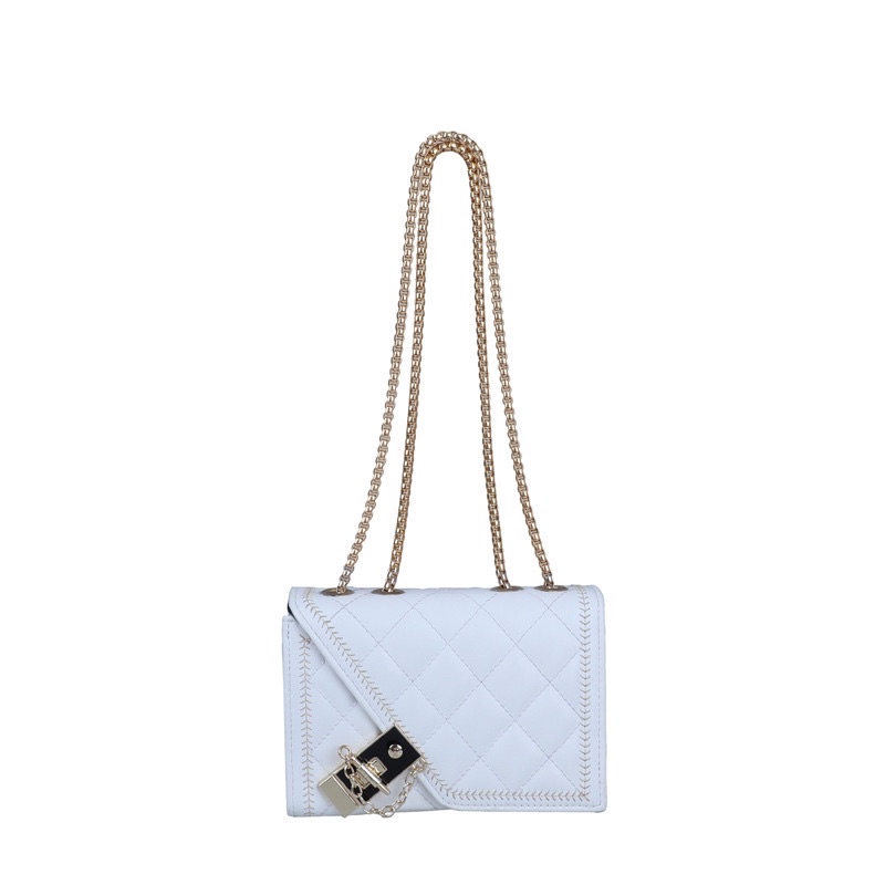 Túi Xách Nữ, túi da chần trám quai xích mix ngọc đeo chéo đi chơi, đẹp, cao cấp