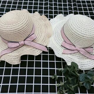 Nón cói đi biển nơ hồng (có sẳn)