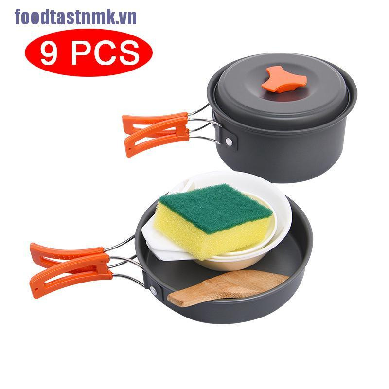 【ftnmk】Camping Tableware Outdoor Cookware Set Pots Tourist Equipment Utensils Hiking