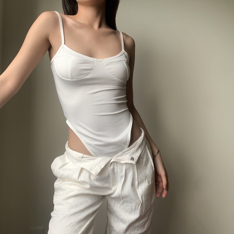 Bodysuit dây trắng có viền cúp ngực | WebRaoVat - webraovat.net.vn