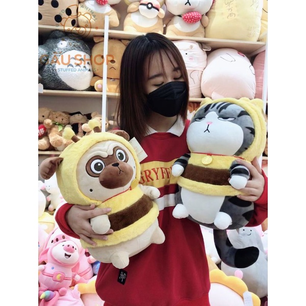 Gấu bông mèo Hoàng Thượng và chó Nô Tài cosplay ong cực dễ thương hàng nhập cao cấp bông mịn ôm siẻu mềm