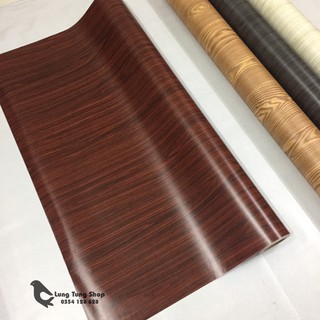 decal gỗ nâu đỏ có sẵn keo - khổ 1,2m