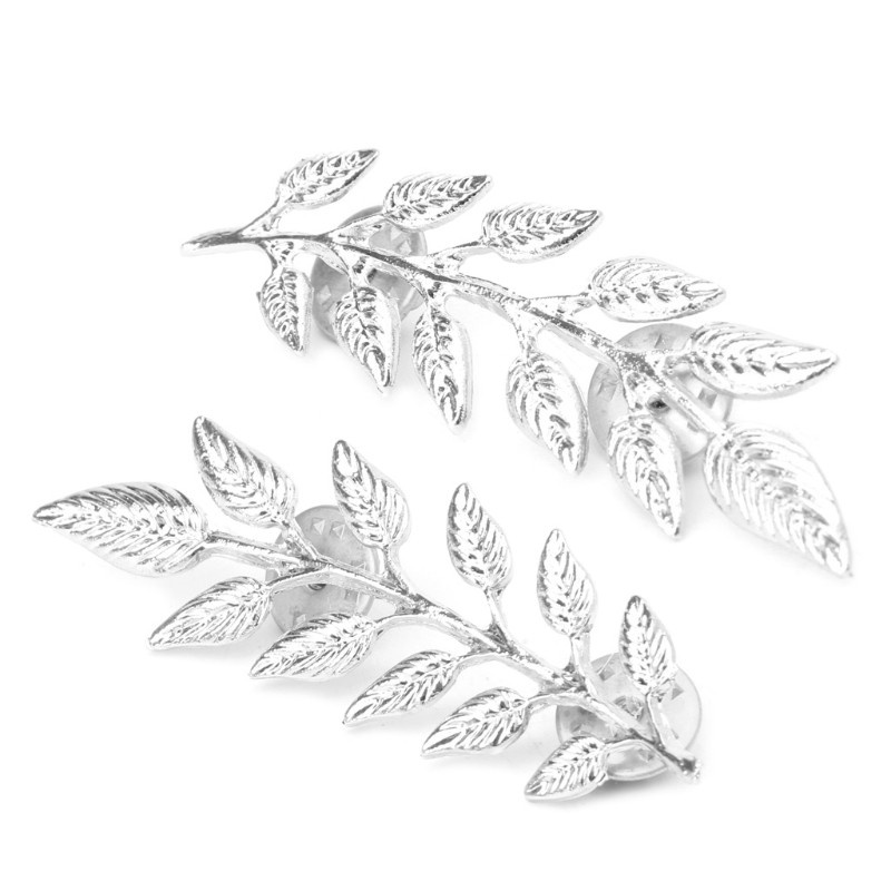 1 Cặp Ghim Cài Áo Hình Nhánh Lúa Mạ Vàng / Bạc Phong Cách Vintage