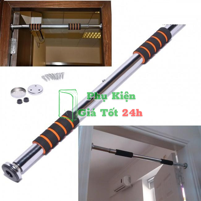 Thanh xà đơn treo tường tập thể hình inox co giãn tiện dụng (80 - 130) Vinhwatch