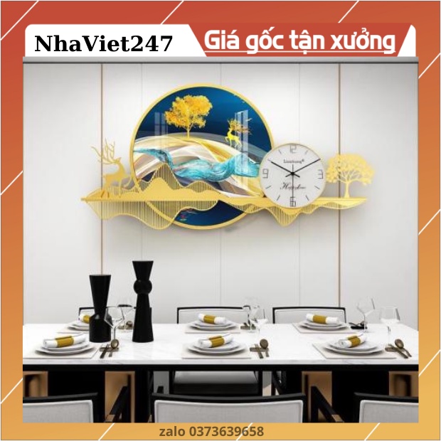 Đồng Hồ Treo Tường Trang Trí Nhà Cửa-Hoạ Tiết Thiên Nhiên-Mã 336-Kt 100*65cm-decor tường đẹp,giá rẻ-quà tặng ý ngĩa