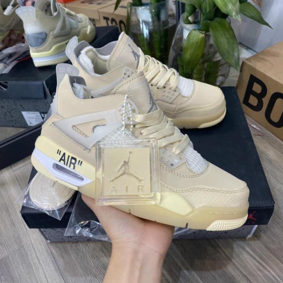 Giày Jordan 4 OFF WHITE, giày thể thao JD4 thời trang nam nữ full box bill phụ kiện - dutistore