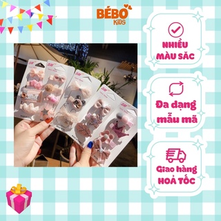 Set 4 Kẹp tóc hàn quốc, Nơ kẹp tóc cho bé xinh xắn phong cách Hàn Quốc PK02