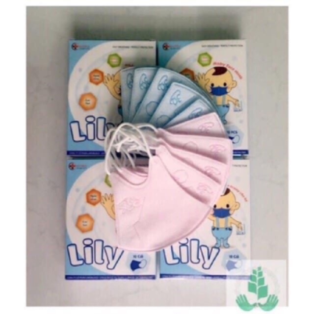 Hộp 10 khẩu trang Lily cho trẻ em ( 1-6 tuổi)