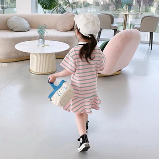 váy polo kẻ cổ phối thể thao cho bé
