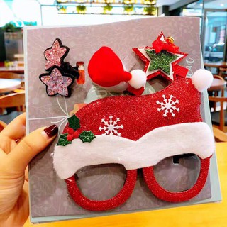 Bộ phụ kiện kính và kẹp tóc noel cho bé
