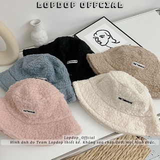 Mũ bucket lông cừu lopdop store thêu chữ hantemon buk18