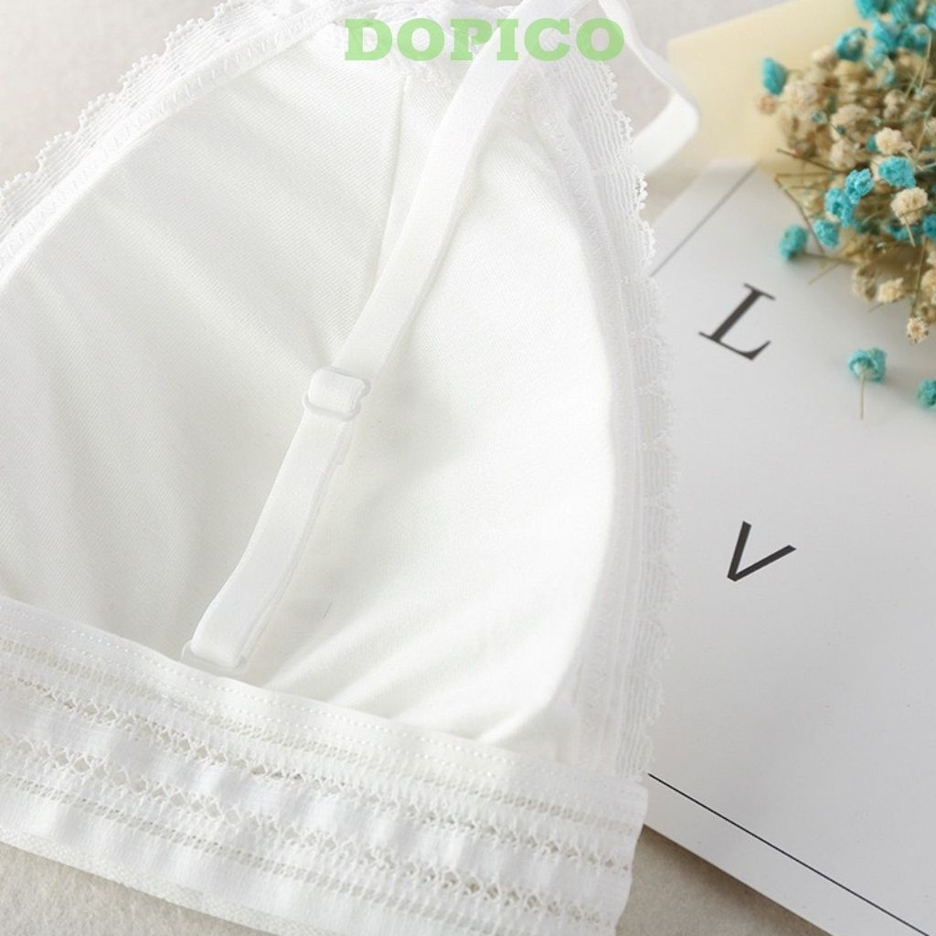 Áo bra nữ ren 2 dây đẹp, áo ngực không gọng mút mỏng ren hoa DOPICO B7313