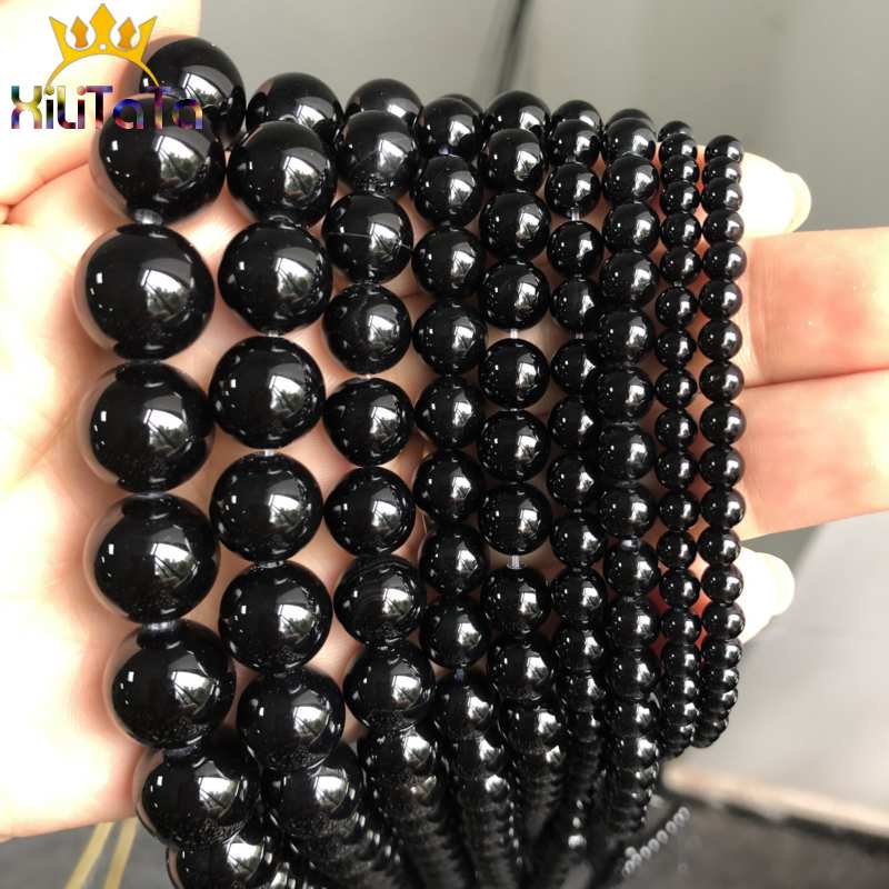 DIY Imitation Black Onyx Beads 4 / 6 / 8 / 10 / 12mm for Making Accessories