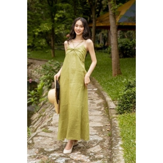 VANIA - Đầm maxi linen nơ ngực D2224