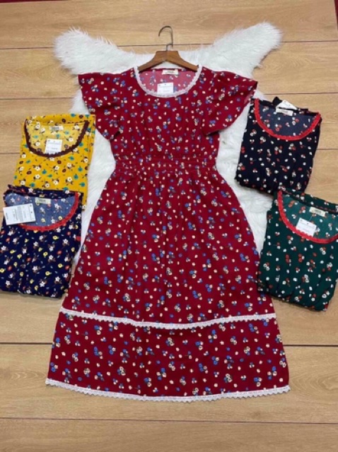 Đầm Liền Sát Nách Cổ Tròn Phối Họa Tiết Hoa Nhí - Váy Liền Tay Bèo Chân REN Siêu Xinh | BigBuy360 - bigbuy360.vn